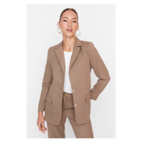 Trendyol Khaki Suede Woven Buttoned Blazer Jacket