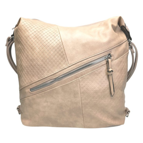 Velký světle hnědý kabelko-batoh s šikmou kapsou Tapple