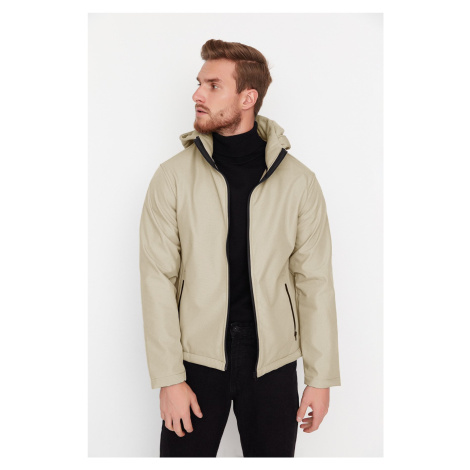 Trendyol Beige Men's Zippered Detachable Hooded Wind and Water Resistant Jacket