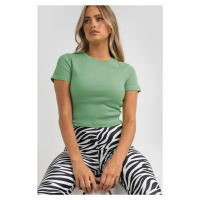 Madmext Mint Green Basic Crop Women's T-Shirt