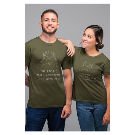 Trička pro páry Navždy spolu Barva: Khaki, Dámska