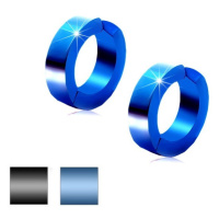 Kruhové náušnice z chirurgické oceli, hladký povrch, metalická barva - Barva: Modrá