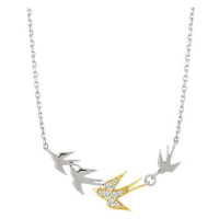 Preciosa Pozlacený stříbrný náhrdelník Avignon, vlaštovka s kubickou zirkonií Preciosa
