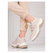 Moderní dámské kotníčkové boty hnědé na plochém podpatku