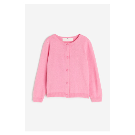 H & M - Propínací svetr z bavlny - růžová H&M