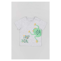Bavlněné dětské tričko zippy šedá barva, s potiskem