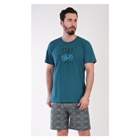 Pánské pyžamo šortky Vienetta Secret Adam | tmavě zelená