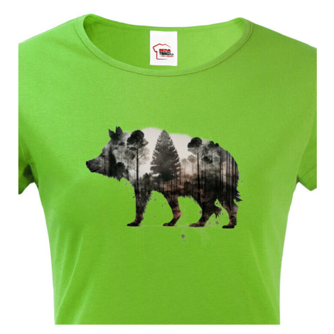 Dámské tričko s potiskem zvířat - Divočák BezvaTriko
