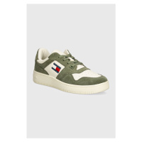 Sneakers boty Tommy Jeans TJM BASKET LEATHER zelená barva, EM0EM01440