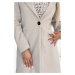 Béžový dámský kabát s kapsami a knoflíkem 539-1