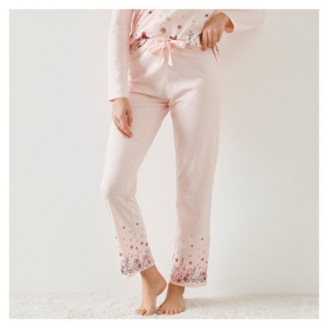 Pyžamové dlouhé kalhoty s květinovým potiskem na koncích nohavic Blancheporte