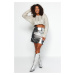 Trendyol Curve Silver Shiny Mini Woven Skirt