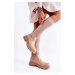 Ribbed Women's Boots On Flat Heel Beige Allys