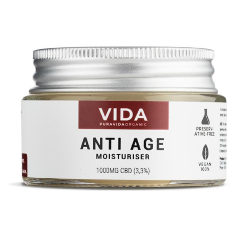 Pura Vida Organic CBD Hydratační krém, Anti age, 1000 mg 30 ml