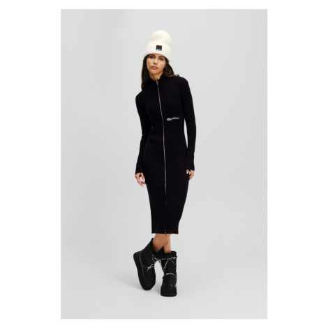 Šaty karl lagerfeld jeans klj lslv knitted zip dress black