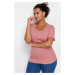 Trendyol Curve Pale Pink Camisole Knitted Plus Size Blouse