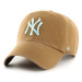 Bavlněná baseballová čepice 47brand MLB New York Yankees béžová barva, s aplikací