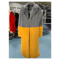 Dvoubarevný kožich dlouhý plyšový kabát na zimu