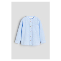 H & M - Linen-blend grandad shirt - modrá