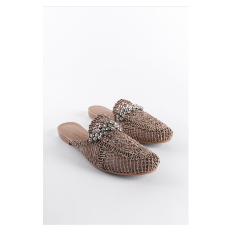 Capone Outfitters Women's Knitted Knitwear Stone Closed Toe Slippers