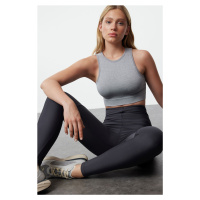 Trendyol Gray Melange Seamless Ribbed and Lightly Supported/Shaping Sports Bra