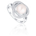 JwL Luxury Pearls Okouzlující prsten s pravou perlou a zirkony JL0759 56 mm