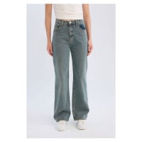 DEFACTO 90's Wide Leg High Waist Wide Leg Pocket Long Jean Washed Trousers