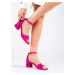 Módní dámské růžové sandály na širokém podpatku