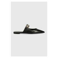 Kožené pantofle Tommy Hilfiger TH POINTY FEMININE MULE dámské, černá barva, FW0FW06997