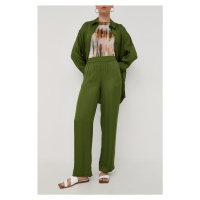 Kalhoty Herskind dámské, zelená barva, jednoduché, high waist
