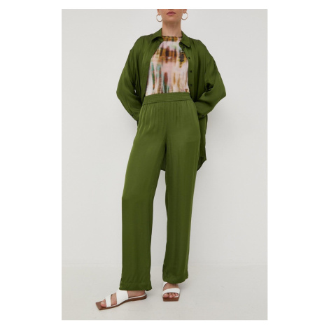 Kalhoty Herskind dámské, zelená barva, jednoduché, high waist Birgitte Herskind