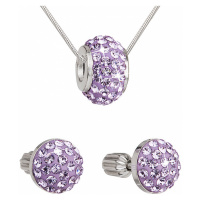 Evolution Group Sada šperků s krystaly náušnice a přívěsek fialové kulaté 39200.3