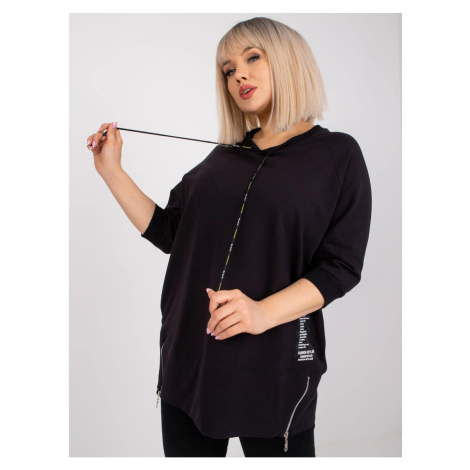 Black plus size sweatshirt tunic in Aurora cotton Fashionhunters