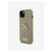 Guess PU Perforated 4G Glitter Metal Logo Zadní Kryt pro iPhone 15 Gold