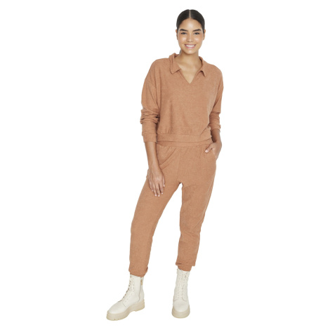 Trendyol Camel Towel Knitted Tracksuit Set