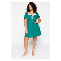 Trendyol Curve Green Woven Collar Detailed Dress