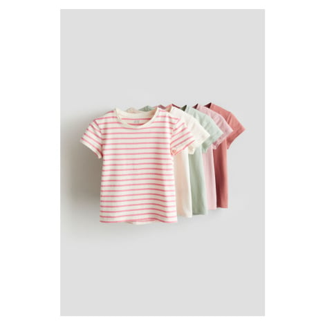 H & M - Bavlněná trička: balení po 5 - růžová H&M