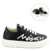 Tenisky mm6 contrasting printed logo leather lace-up low sneakers černá