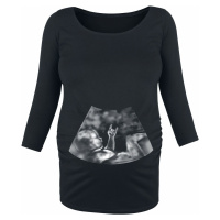 Móda pro těhotné Ultraschall Metal Hand Baby Dámské tričko s dlouhými rukávy černá