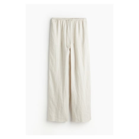H & M - Široké lněné kalhoty - béžová H&M