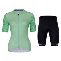 HOLOKOLO Cyklistický krátký dres a krátké kalhoty - FRESH ELITE LADY - zelená/černá