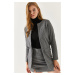 armonika Women's Gray Cuffed Gingham Jacket with Pocket Flap