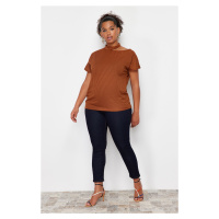Trendyol Curve Brown Camisole Knitted Plus Size Blouse