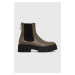 Kožené kotníkové boty HUGO Kris dámské, zelená barva, na platformě, 50494677