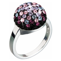 Evolution Group Stříbrný prsten s krystaly fialový 35013.3