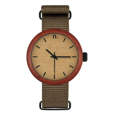 Dámské dřevěné hodinky s textilním řemínkem v kaki barvě