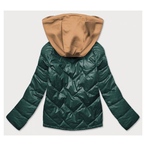 Zeleno/karamelová dímská bunda s kapucí (BH2003) BH FOREVER