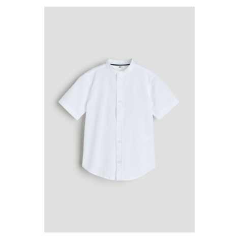 H & M - Bavlněná košile's korejským límečkem - bílá H&M