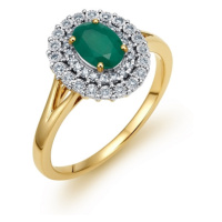 Zlatý prsten se smaragdem a diamanty L'amour Diamonds RR537EMY + dárek zdarma