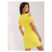 Žluté mini šaty s aplikací kolem ramen --žluté Žlutá